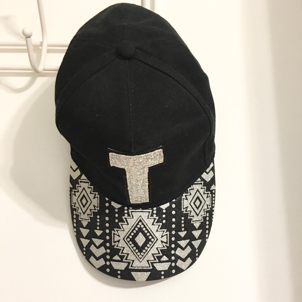 justice girls black t initial cap